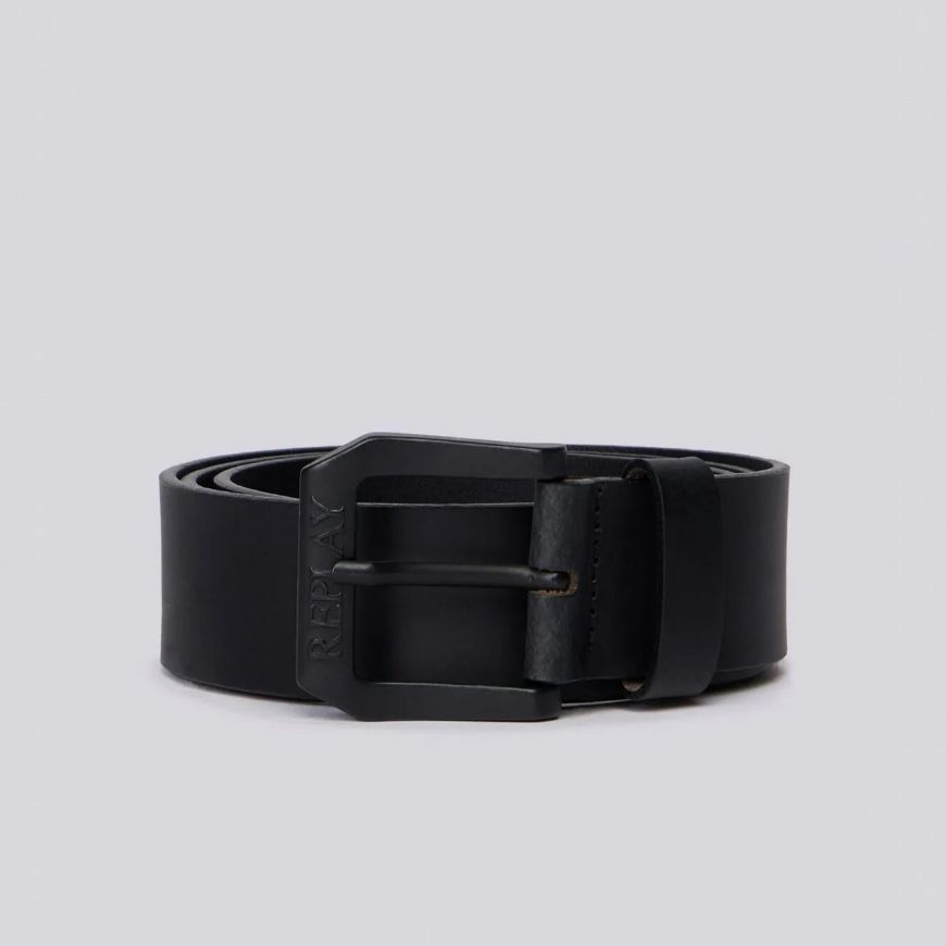Picture of REPLAY MEN'S CRUST LEATHER BELT IN BLACK