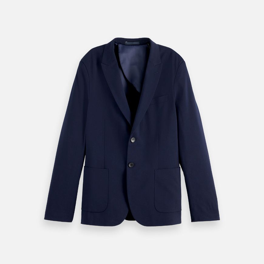 Picture of SCOTCH&SODA MEN'S CORE - UNCONSTRUCTED PEAK LAPEL COOL-WOOL BLAZER IN NAVY