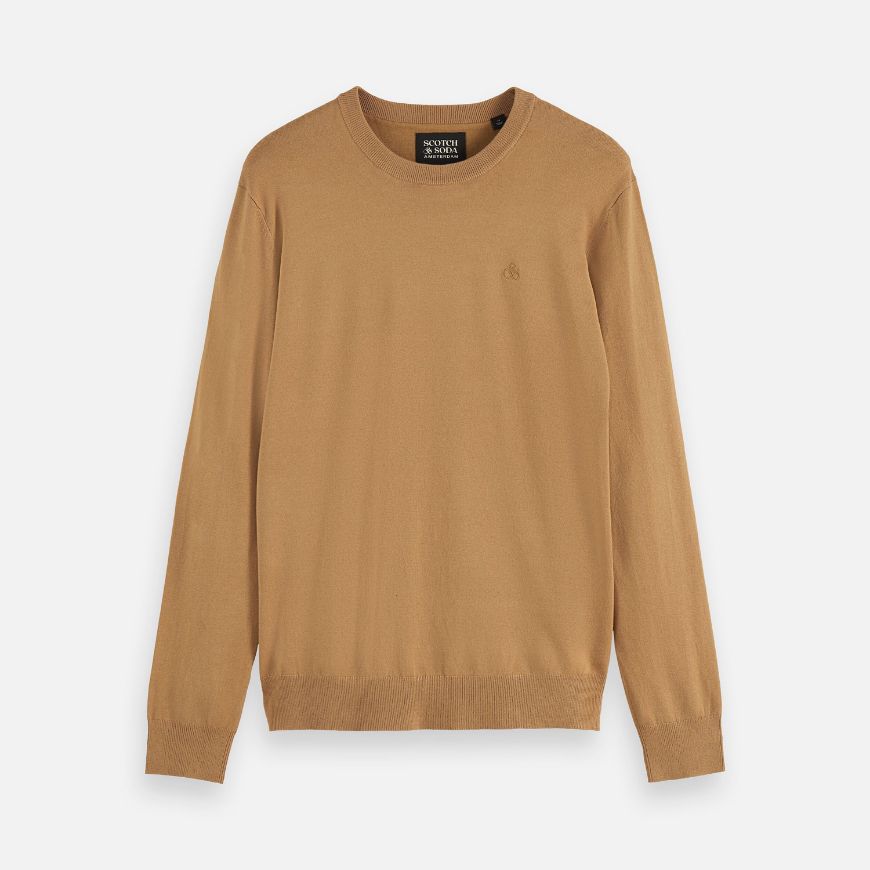 Picture of SCOTCH&SODA MEN'S CORE - VISCOSE PULLOVER CREWNECK IN MEDIUM BEIGE