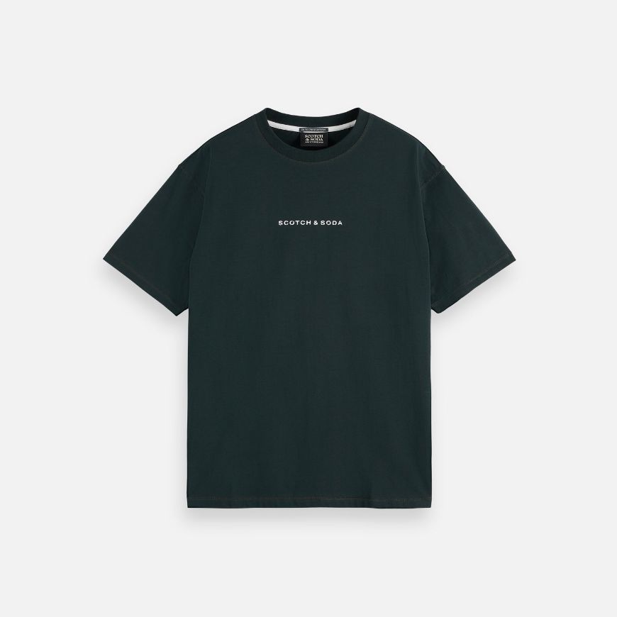 Picture of SCOTCH&SODA MEN'S CORE - LOGO FRONT CHEST T-SHIRT IN DARK GREEN