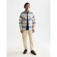 Picture of SCOTCH&SODA MEN'S WAFFLE STRUCTURE STRIPE SHIRT IN NAVY 7