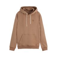 Picture of SCOTCH&SODA MEN'S SEASONAL CORE LOGO BADGE REGULAR-FIT HOODIE IN LIGHT PASTEL BROWN 1