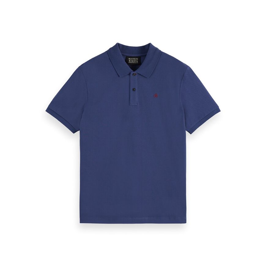 Picture of SCOTCH&SODA MEN'S SEASONAL CORE PIQUE CHEST LOGO POLO IN NAVY