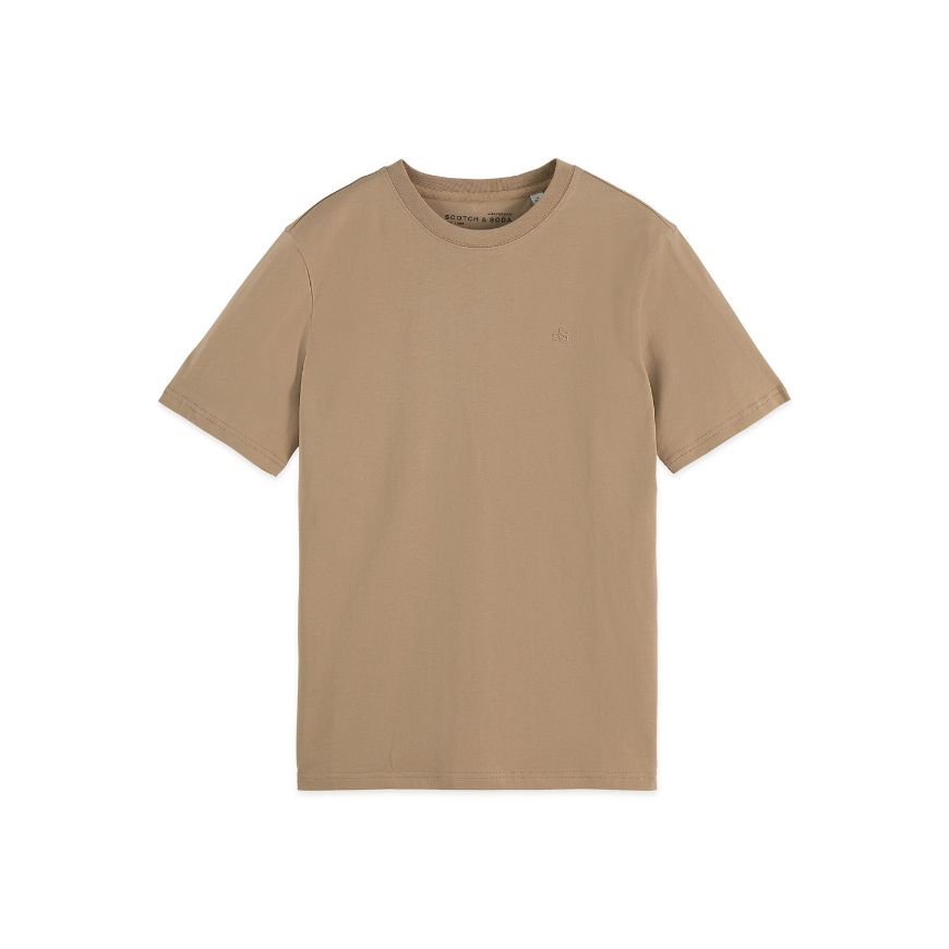 Picture of SCOTCH&SODA MEN'S SEASONAL CORE CHEST LOGO REGULAR-FIT T-SHIRT IN MEDIUM BEIGE