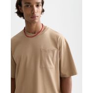 Picture of SCOTCH&SODA MEN'S SEASONAL CORE 3 CROSSES CHEST POCKET LOOSE-FIT T-SHIRT IN MEDIUM BEIGE 6