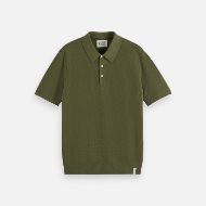 Picture of SCOTCH&SODA MEN'S CORE - STRUCTURED KNITTED REGULAR-FIT POLO IN DARK GREEN 1