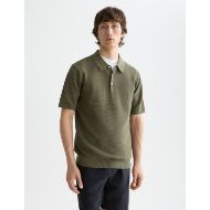 Picture of SCOTCH&SODA MEN'S CORE - STRUCTURED KNITTED REGULAR-FIT POLO IN DARK GREEN 4