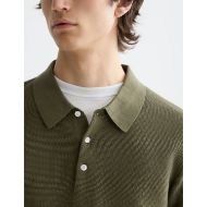 Picture of SCOTCH&SODA MEN'S CORE - STRUCTURED KNITTED REGULAR-FIT POLO IN DARK GREEN 6