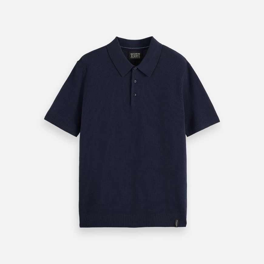 Picture of SCOTCH&SODA MEN'S CORE - STRUCTURED KNITTED REGULAR-FIT POLO IN NAVY