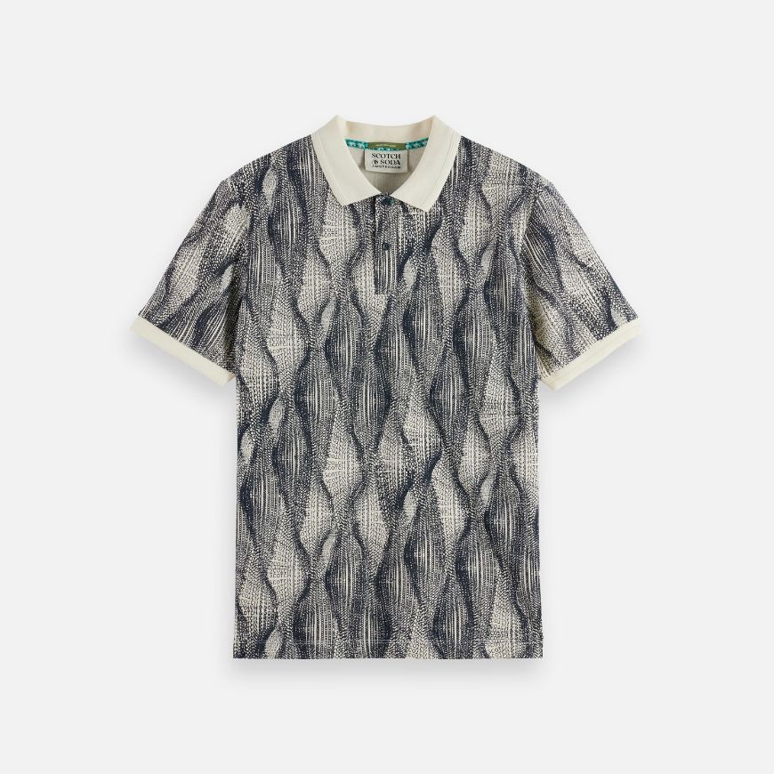 Снимка на SCOTCH&SODA MEN'S MICRO ALLOVER PRINT REGULAR FIT POLO IN WHITE