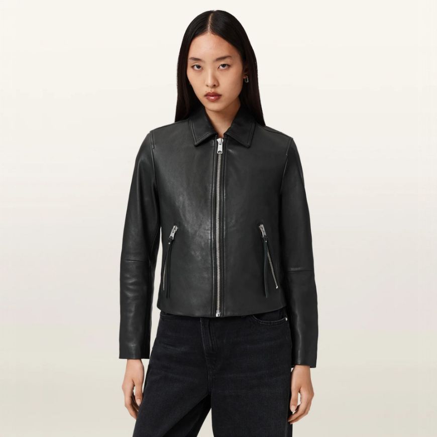 Picture of ALLSAINTS WOMEN'S DANBURY BIKER IN BLACK
