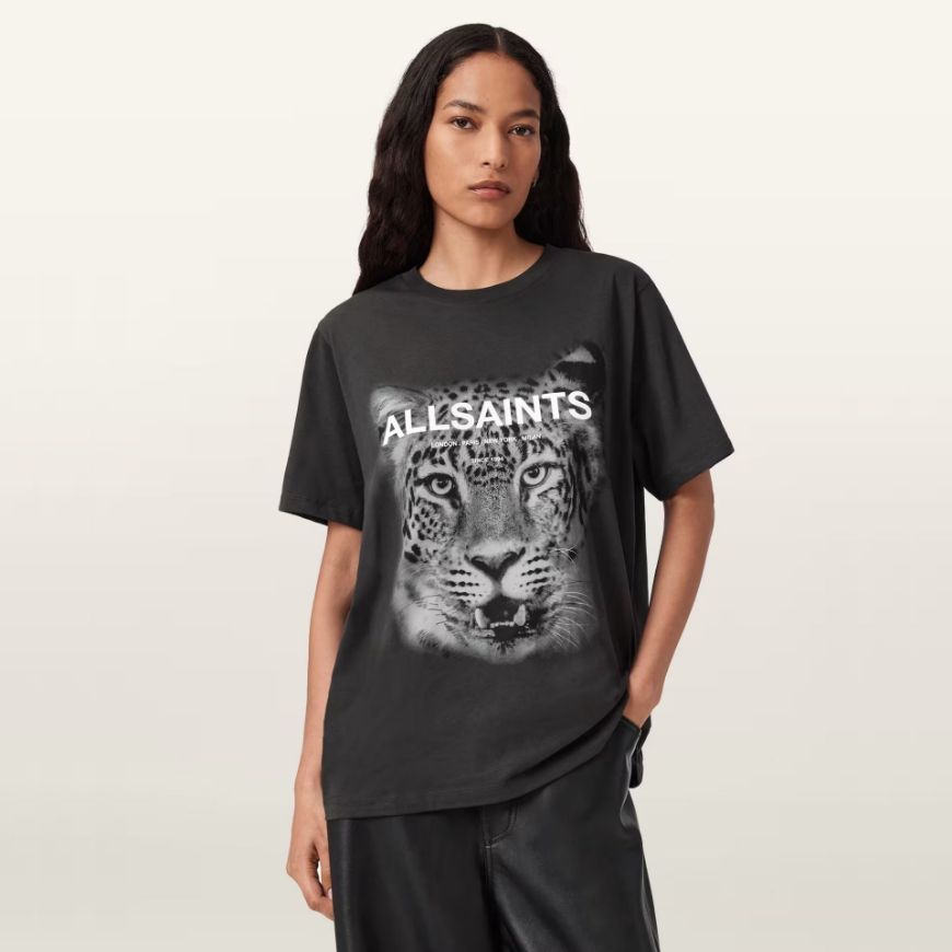 Picture of ALLSAINTS WOMEN'S ROAR TOMMI T-SHIRT IN BLACK
