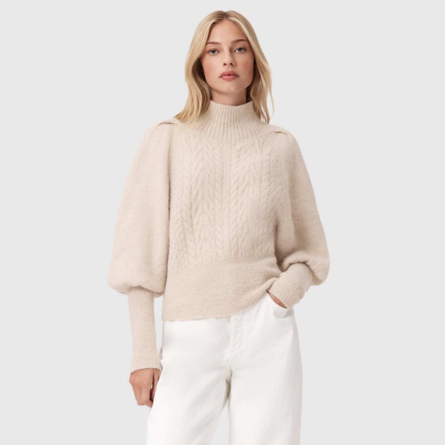 Снимка на ALLSAINTS ДАМСКИ ПУЛОВЕР SAJEL CABLE JUMPER В ПЕРЛЕНО БЯЛО