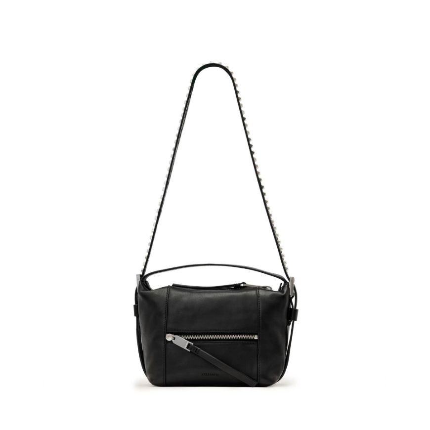 Picture of ALLSAINTS WOMEN'S VEGA EMBROIDERED GRAB BAG IN BLACK