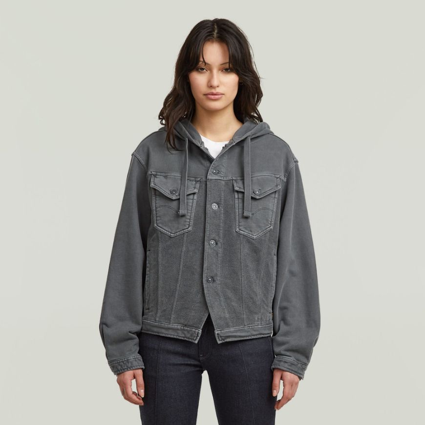 Снимка на G-STAR ДАМСКИ СУИТШЪРТ WASHED HOODED SWEATER JACKET В GRANITE GD