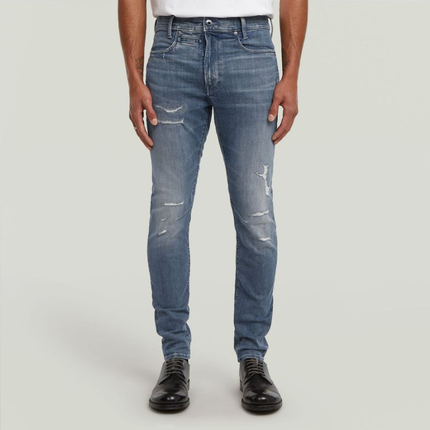 Picture of G-STAR MEN'S D-STAQ 3D SLIM JEANS IN FADED BLUE PEBBLE RESTORED