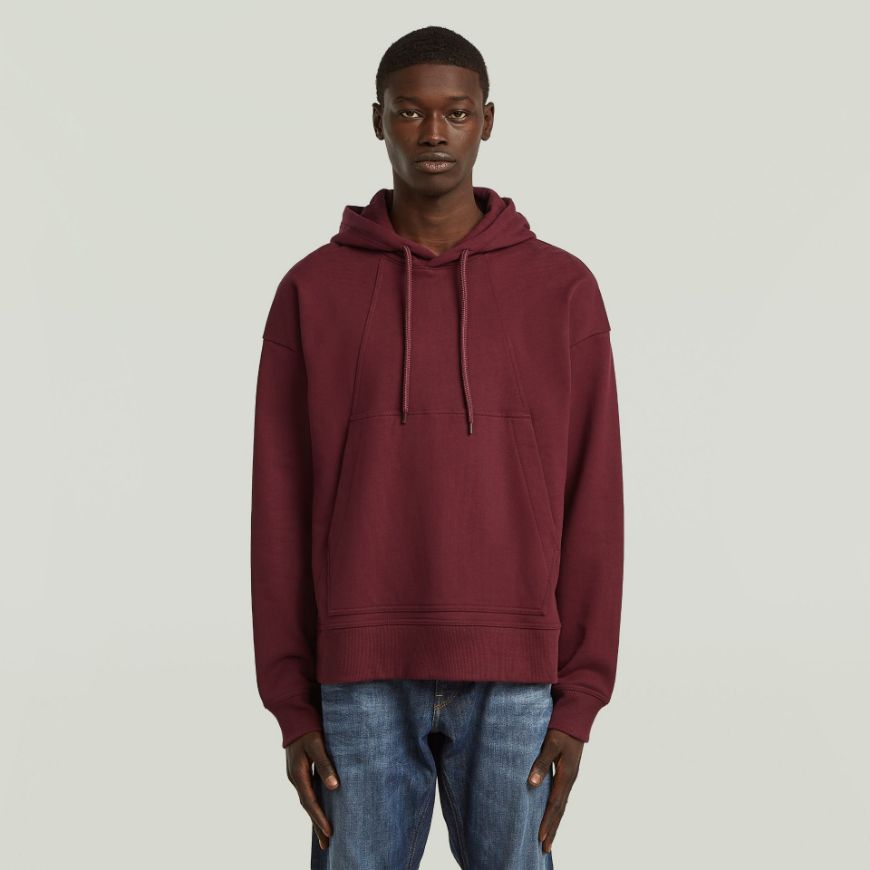 Picture of G-STAR MEN'S A LINE LOOSE HOODED SWEATER IN PORT RED