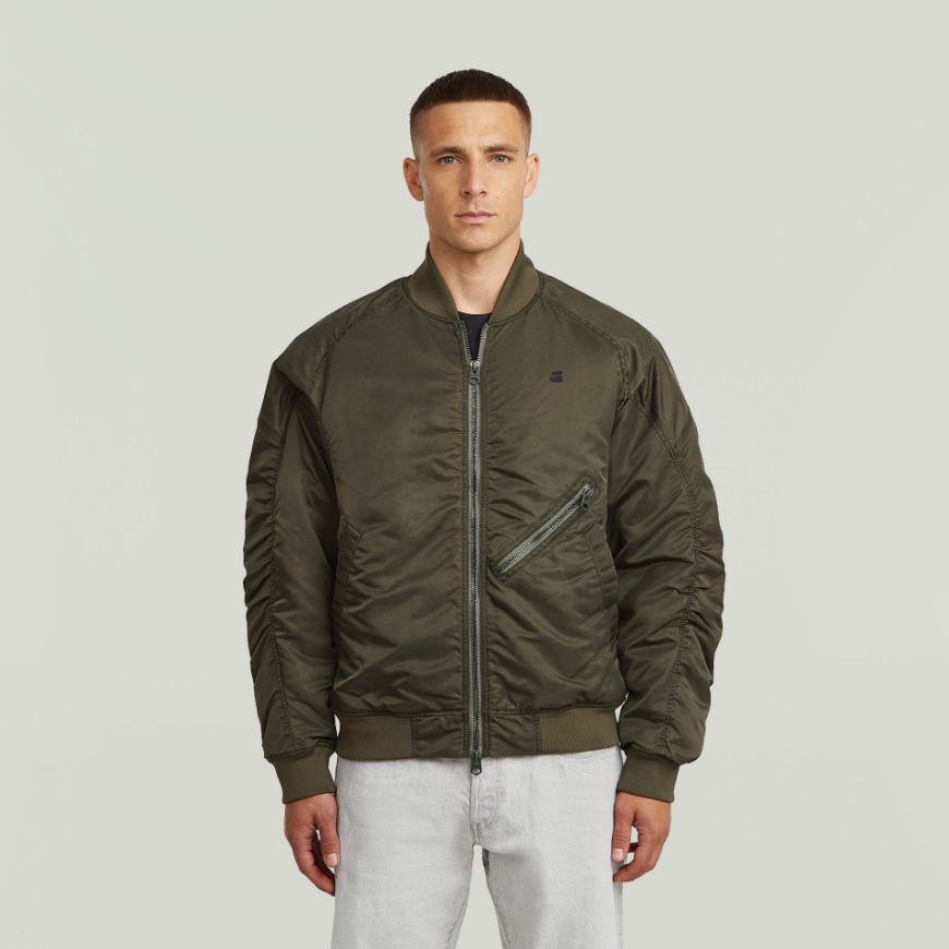 Picture of G-STAR MEN'S GA-1 LIGHTWEIGHT PADDED BOMBER IN COATED SHADOW OLIVE