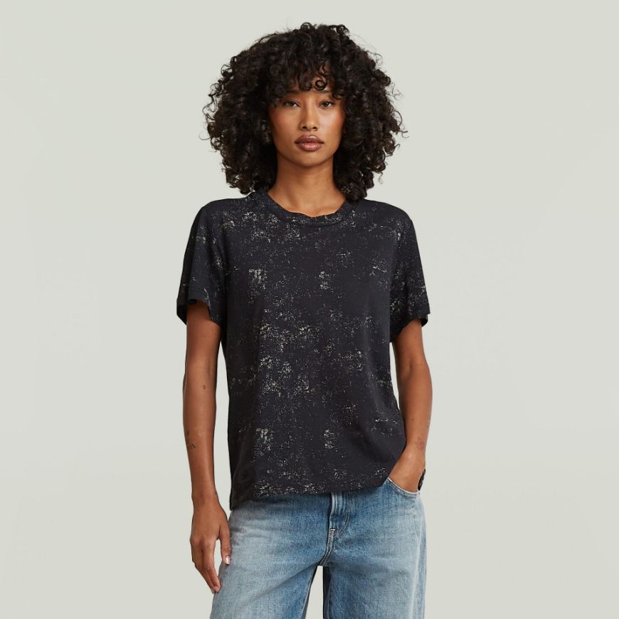 Picture of G-STAR WOMEN'S AOP TOP IN DK BLACK WAVE SPRAY