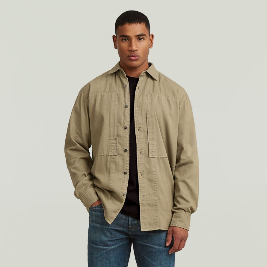 Picture of G-STAR MEN'S PANELLED POCKET REGULAR SHIRT IN SAFARI GD