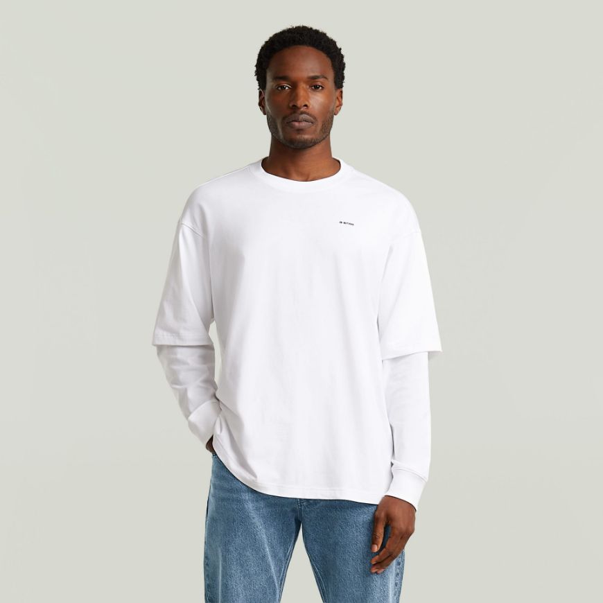 Picture of G-STAR MEN'S DOUBLE SLEEVE LOOSE T-SHIRT IN WHITE