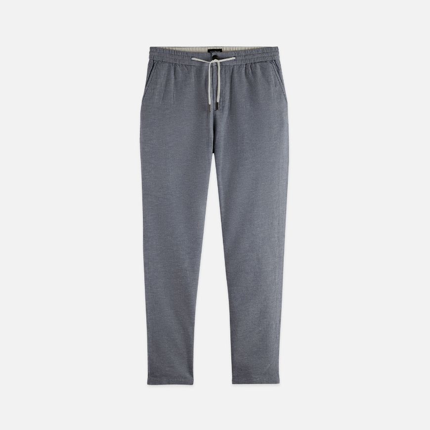 Picture of SCOTCH&SODA MEN'S SEASONAL CORE WARREN COTTON LINEN JOGGER IN NAVY