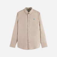 Picture of SCOTCH&SODA MEN'S SEASONAL CORE SOLID OXFORD REGULAR-FIT SHIRT IN MEDIUM BEIGE 1