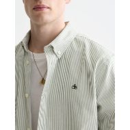 Picture of SCOTCH&SODA MEN'S SEASONAL CORE STRIPED OXFORD REGULAR-FIT SHIRT IN DARK GREEN 6