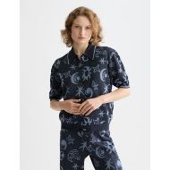 Picture of SCOTCH&SODA WOMEN'S JACQUARD SHORT SLEEVE PULLOVER IN COSMIC SKY 4
