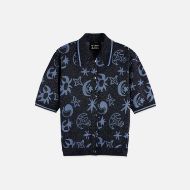 Picture of SCOTCH&SODA WOMEN'S JACQUARD SHORT SLEEVE PULLOVER IN COSMIC SKY 1