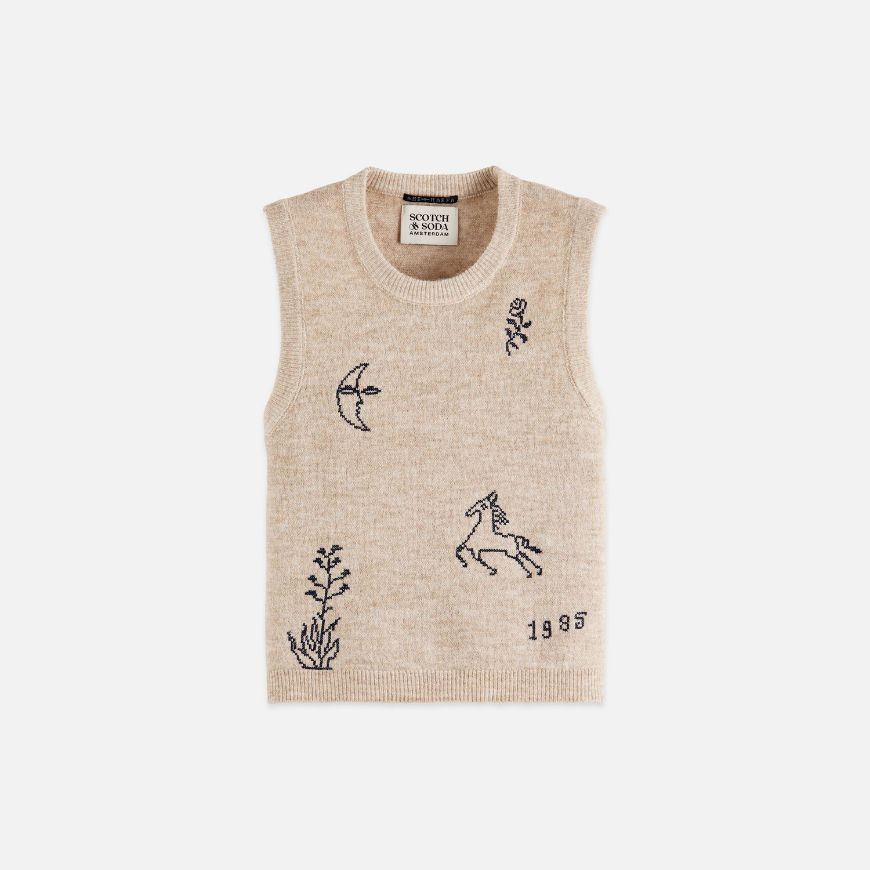 Снимка на SCOTCH&SODA ДАМСКИ ПЛЕТЕН ТОП С БРОДЕРИЯ В БЕЖОВО