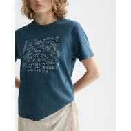 Picture of SCOTCH&SODA WOMEN'S INDIGO GRAPHIC REGULAR FIT T-SHIRT IN INDIGO 6