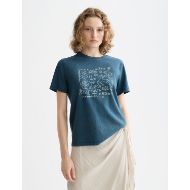Picture of SCOTCH&SODA WOMEN'S INDIGO GRAPHIC REGULAR FIT T-SHIRT IN INDIGO 4