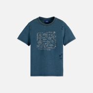 Picture of SCOTCH&SODA WOMEN'S INDIGO GRAPHIC REGULAR FIT T-SHIRT IN INDIGO 1