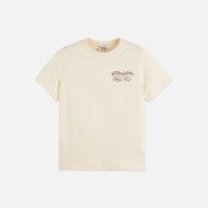Picture of SCOTCH&SODA WOMEN'S SMALL CHEST ARTWORK REGULAR FIT T-SHIRT IN EGGNOG 1