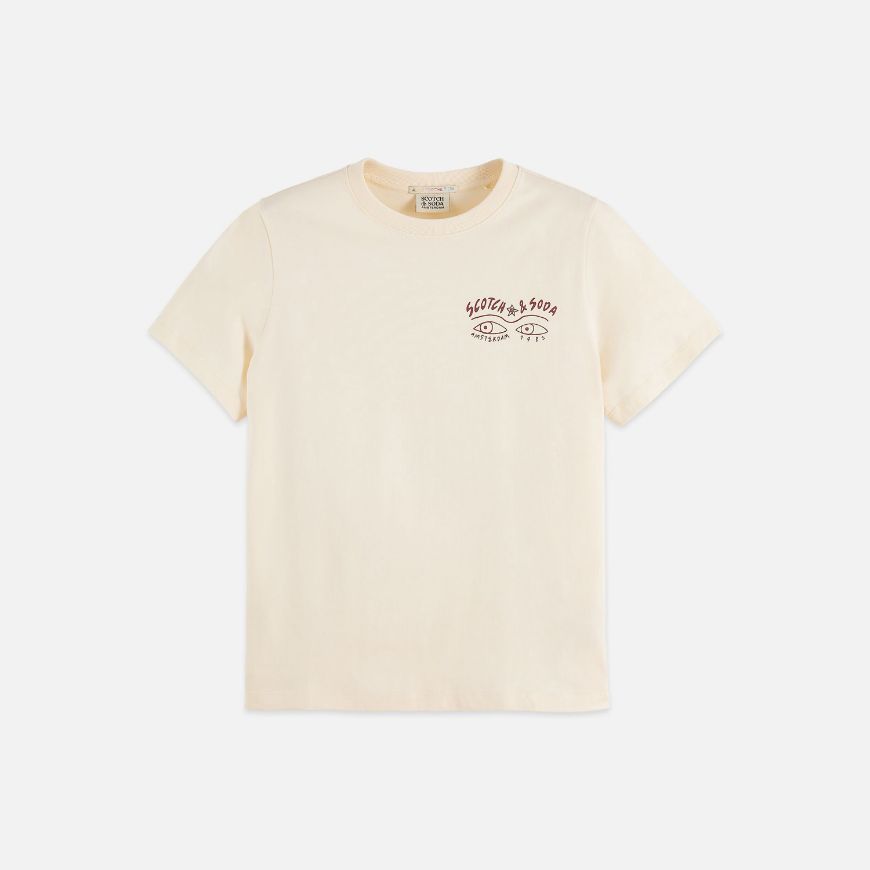 Picture of SCOTCH&SODA WOMEN'S SMALL CHEST ARTWORK REGULAR FIT T-SHIRT IN EGGNOG