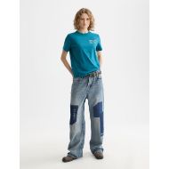 Picture of SCOTCH&SODA WOMEN'S SMALL CHEST ARTWORK REGULAR FIT T-SHIRT IN DEEP LAGOON 7