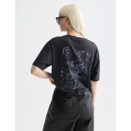 Picture of SCOTCH&SODA WOMEN'S WASHED ARTWORK LOOSE T-SHIRT IN METEORITE 5