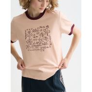 Picture of SCOTCH&SODA WOMEN'S EMBROIDERED RINGER REGULAR FIT T-SHIRT IN ROSE DUST 6