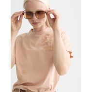 Picture of SCOTCH&SODA WOMEN'S REGULAR FIT T-SHIRT WITH FLOCK PRINT IN ROSE DUST 6