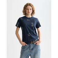 Picture of SCOTCH&SODA WOMEN'S PRINTED REGULAR FIT T-SHIRT IN CARBON 4