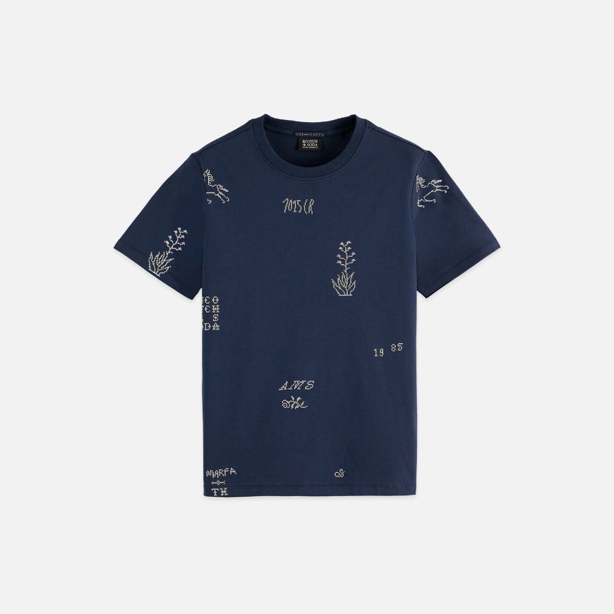 Picture of SCOTCH&SODA WOMEN'S PRINTED REGULAR FIT T-SHIRT IN CARBON