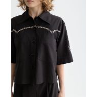 Picture of SCOTCH&SODA WOMEN'S BOXY SHORT SLEEVE SHIRT IN METEORITE 6