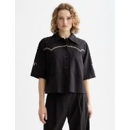 Picture of SCOTCH&SODA WOMEN'S BOXY SHORT SLEEVE SHIRT IN METEORITE 4