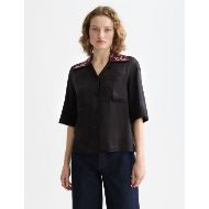 Picture of SCOTCH&SODA WOMEN'S 40 YEARS EMBROIDERED SHORT SLEEVE SHIRT IN METEORITE 4