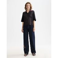Picture of SCOTCH&SODA WOMEN'S 40 YEARS EMBROIDERED SHORT SLEEVE SHIRT IN METEORITE 7