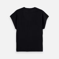 Picture of SCOTCH&SODA WOMEN'S CORE SLUB V- NECK T-SHIRT IN BLACK 2