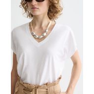 Picture of SCOTCH&SODA WOMEN'S CORE SLUB V- NECK T-SHIRT IN WHITE 6