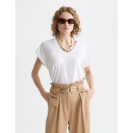 Picture of SCOTCH&SODA WOMEN'S CORE SLUB V- NECK T-SHIRT IN WHITE 4