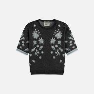 Picture of SCOTCH&SODA WOMEN'S 40 YEARS JACQUARD SHORT SLEEVE PULLOVER IN METEORITE 1